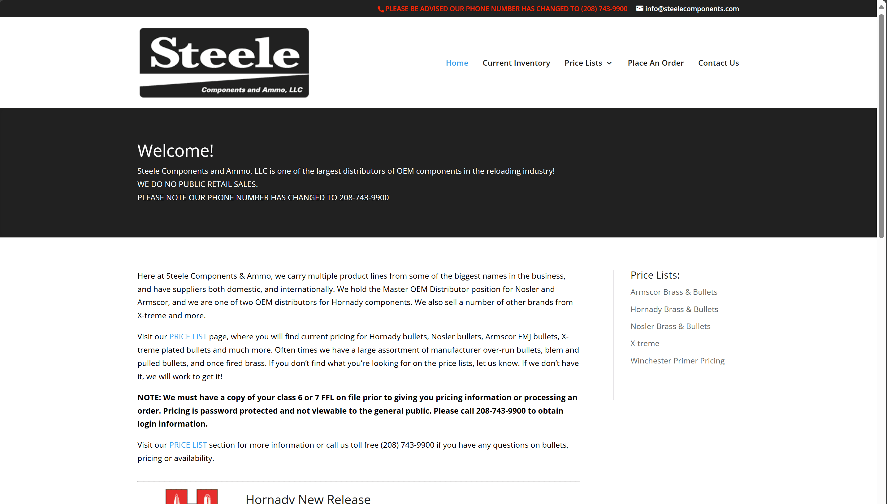 Steele Components E-commerce Platform — before